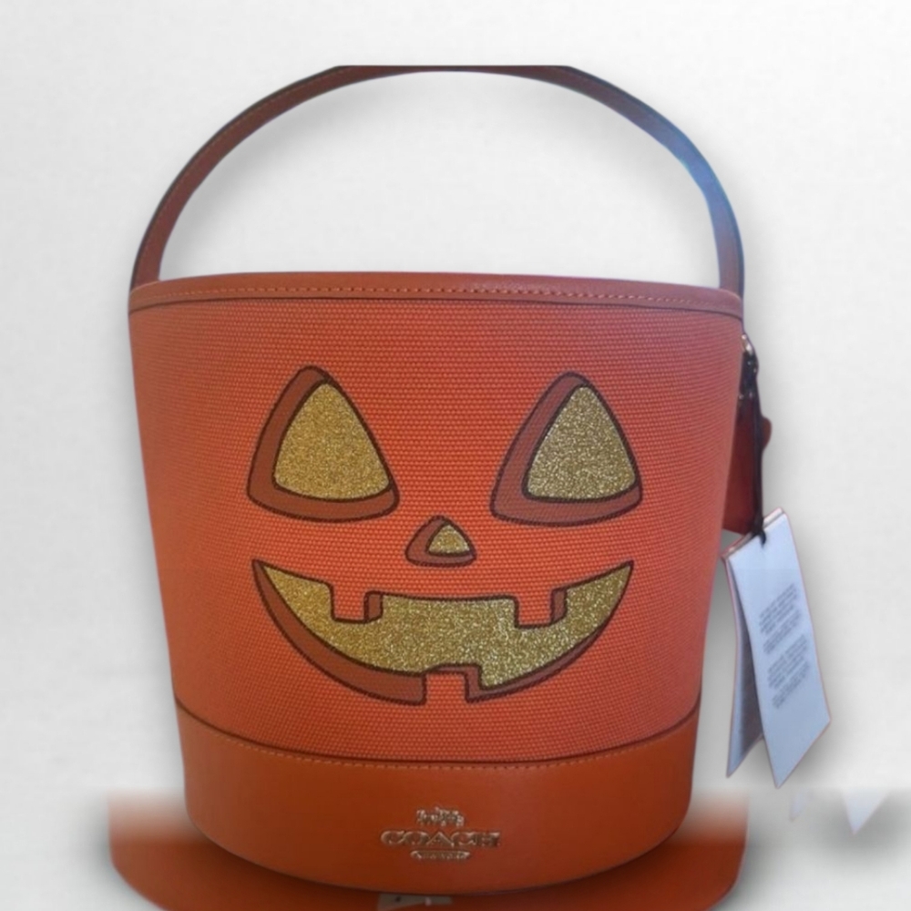 Coach Trick Or Treat Buket With Halloween Pumkin Limited Edition L.8.75 H.9.75